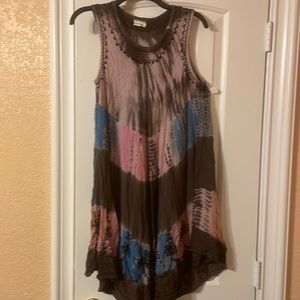 Free flowing, Tye-Dye and stitched floral pattern dress.